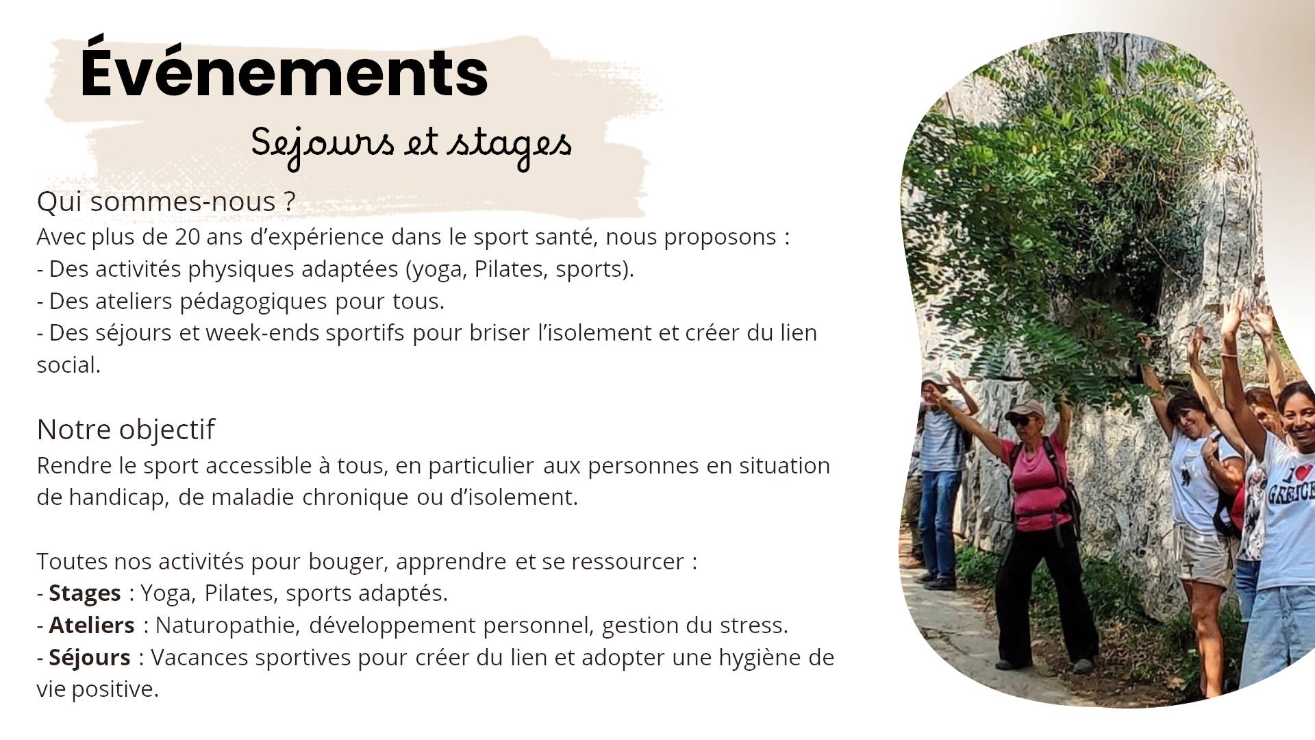 Nos séjours et stages